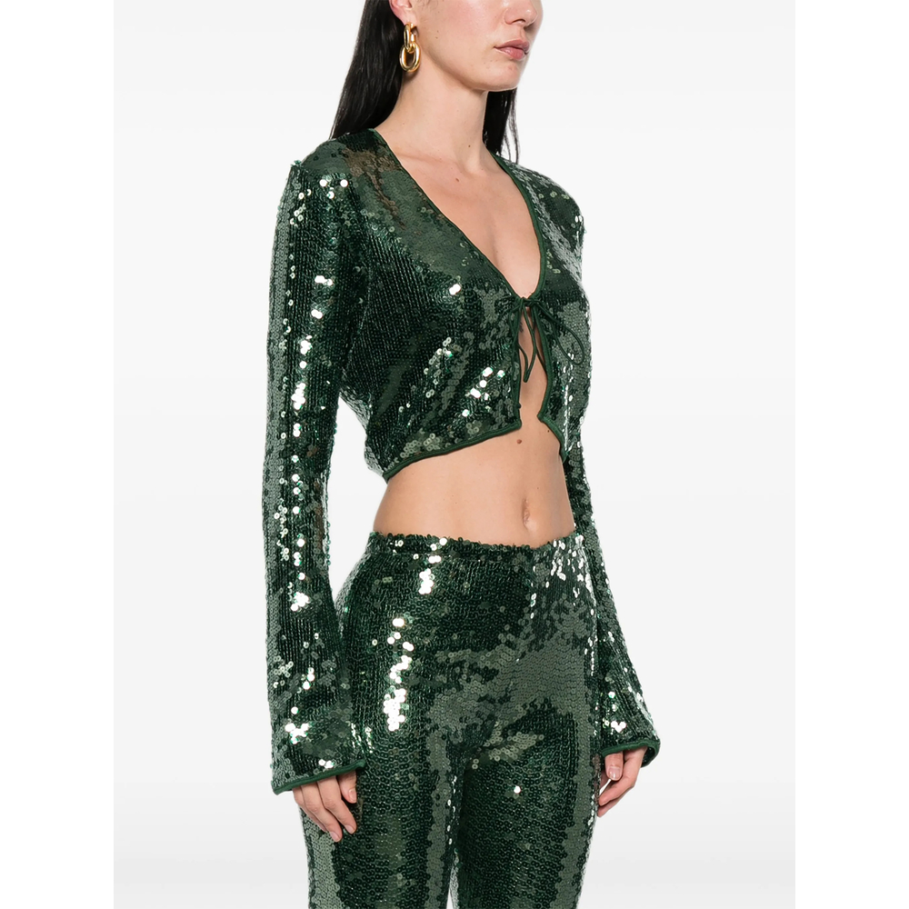 Oséree Marylin Sequin Tie-Fastening Top