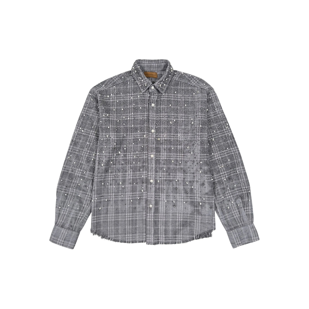 Pearl-Embellished Checked Shirt