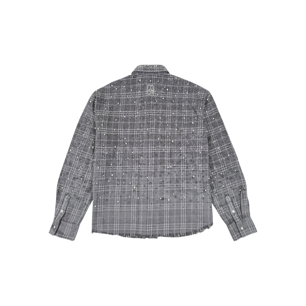 Pearl-Embellished Checked Shirt