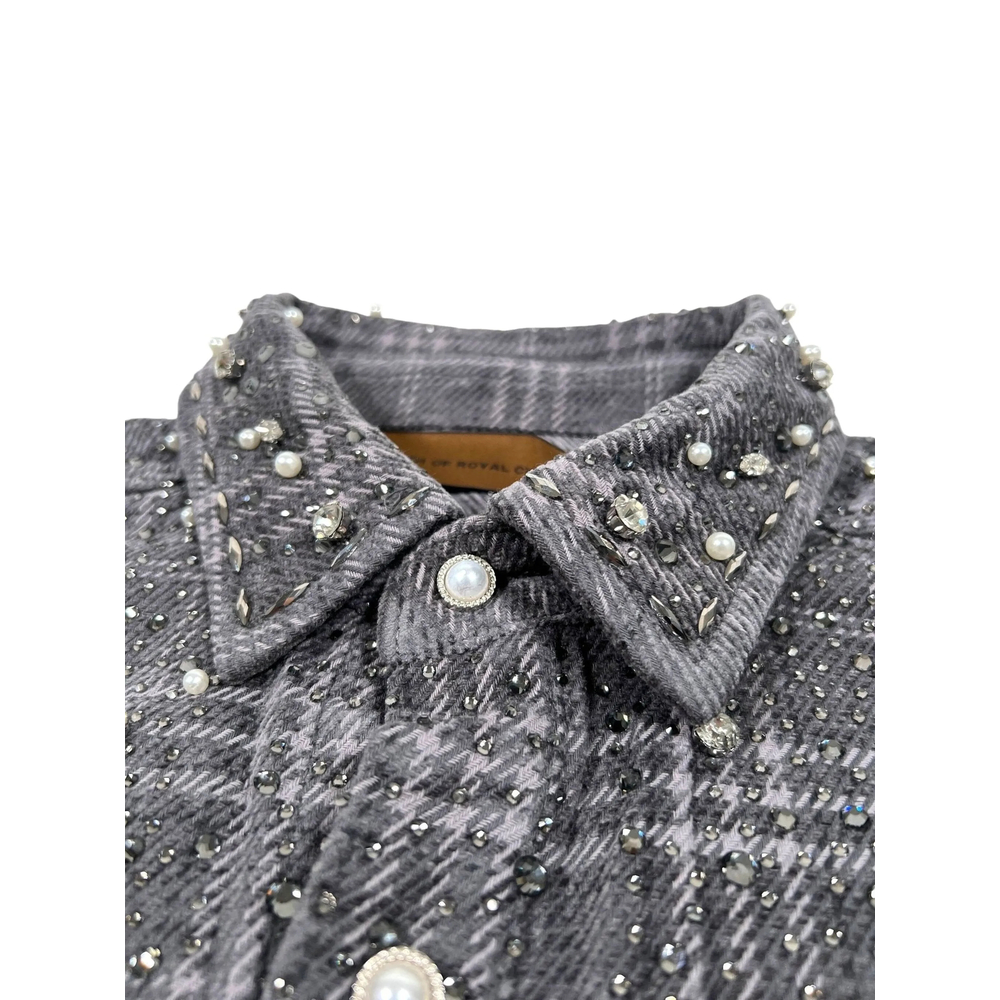 Pearl-Embellished Checked Shirt