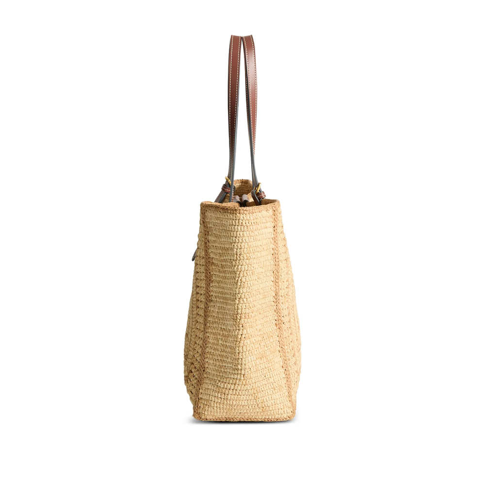 Large Bow-Detail Raffia Tote Bag