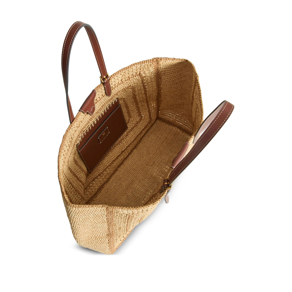 Large Bow-Detail Raffia Tote Bag