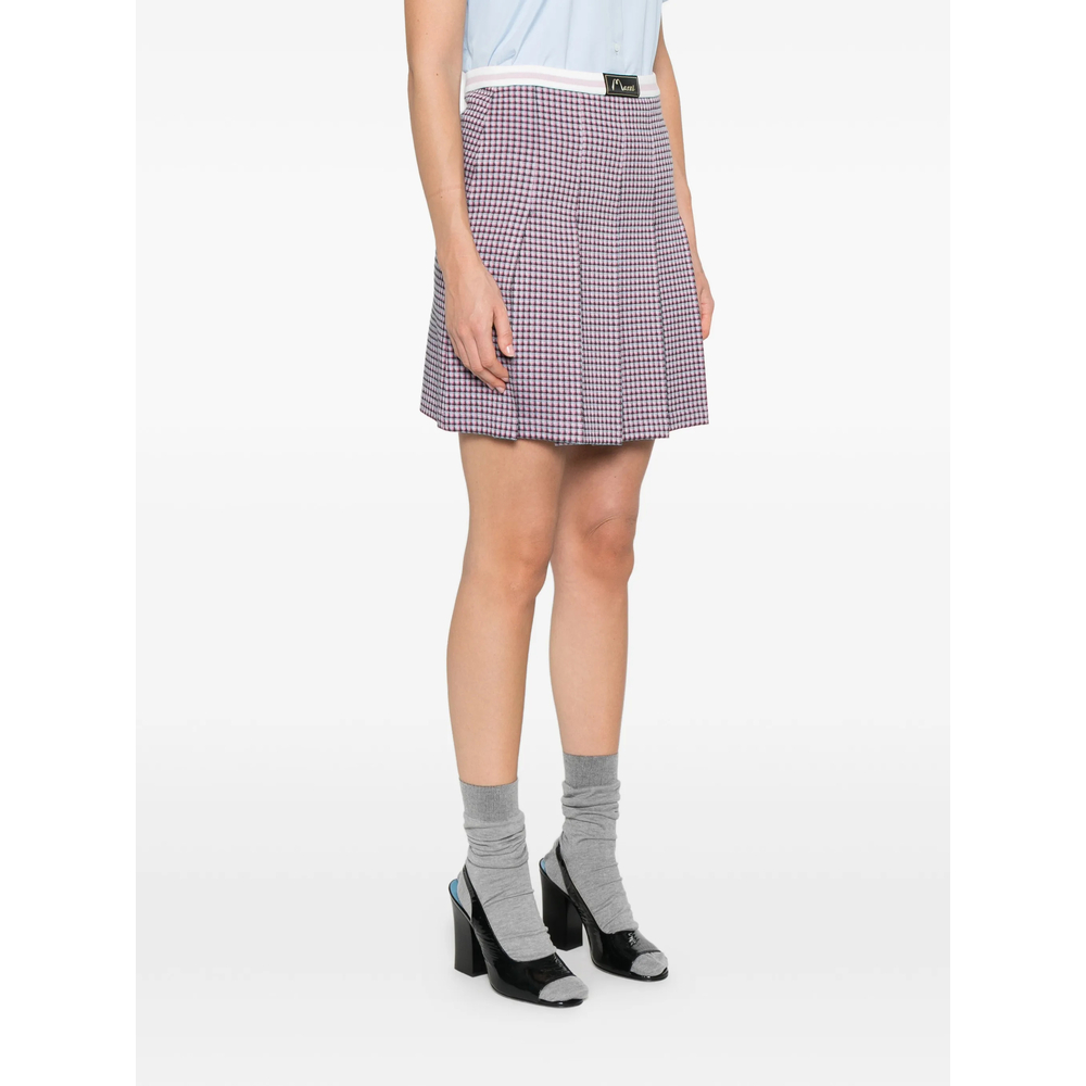 Check-Patten Pleated Skirt