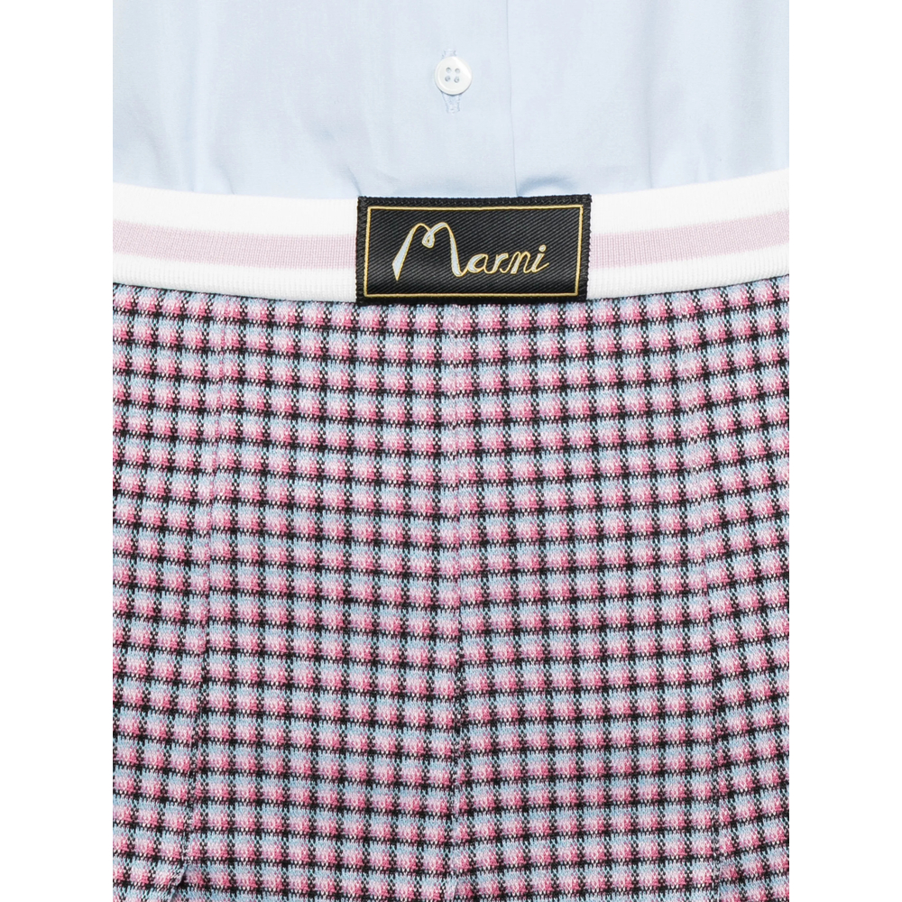 Check-Patten Pleated Skirt