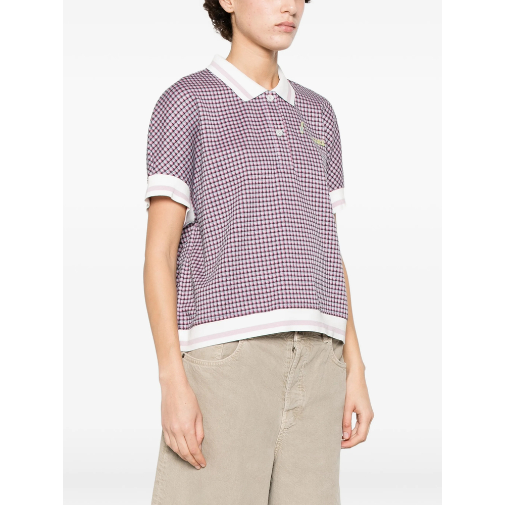 Check Embroidery Polo Top