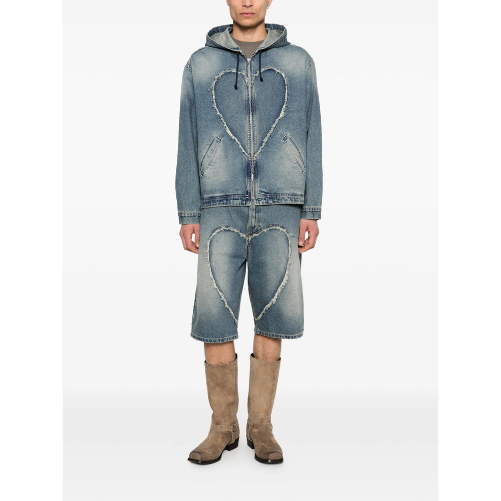 Heart Hooded Denim Jacket