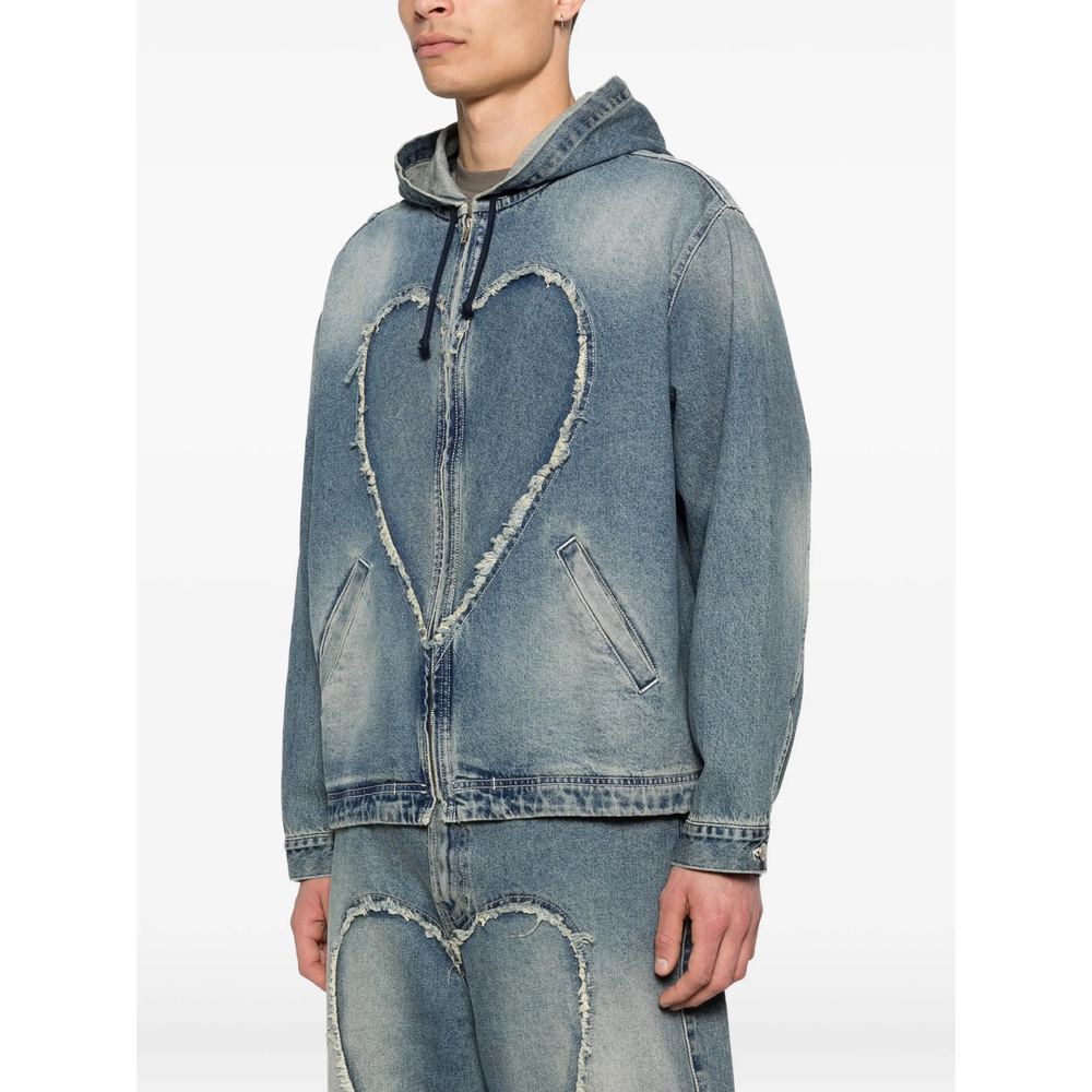 Heart Hooded Denim Jacket