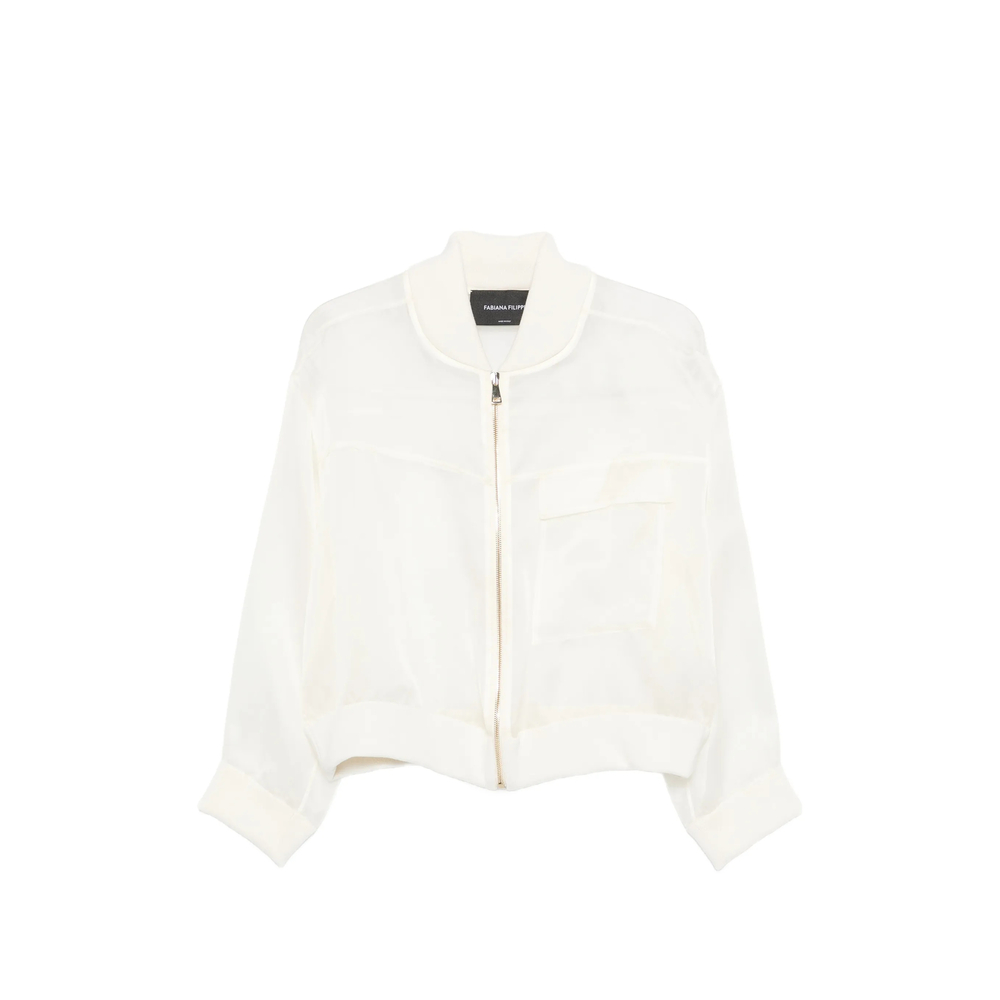 Fabiana Filippi Zipped Pocket Sheer Bomber Jacket
