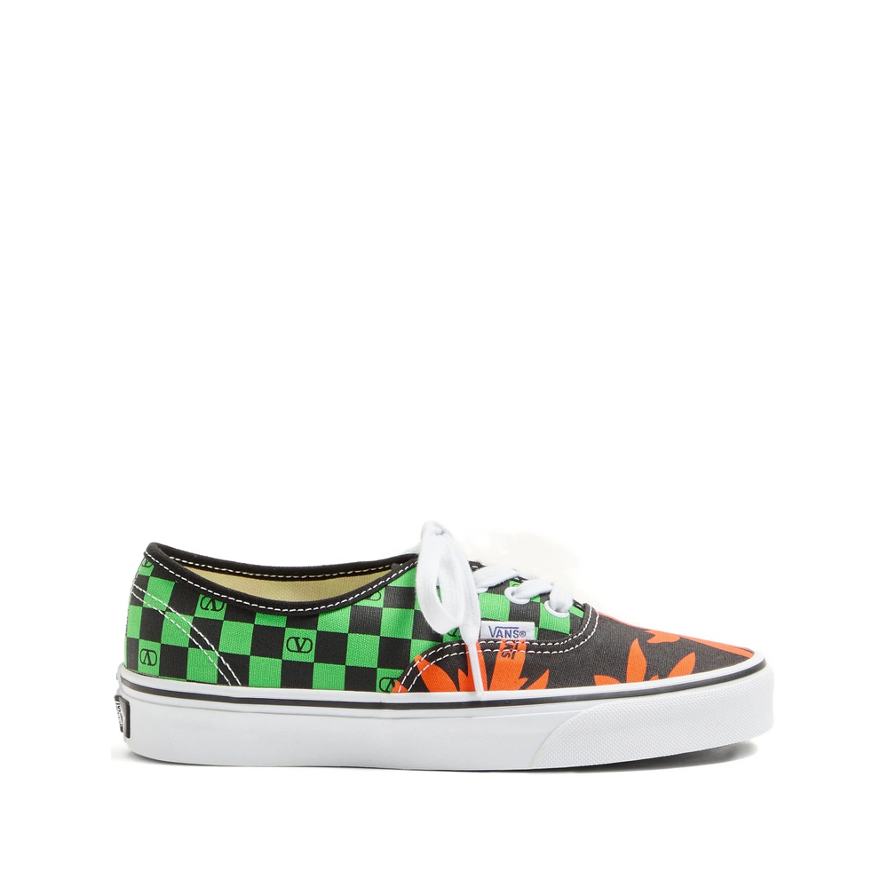 Vans X Valentino X Vans Low-top Fabric Trainer With VLogo Checkerboard Print And Tropical Leaves Print