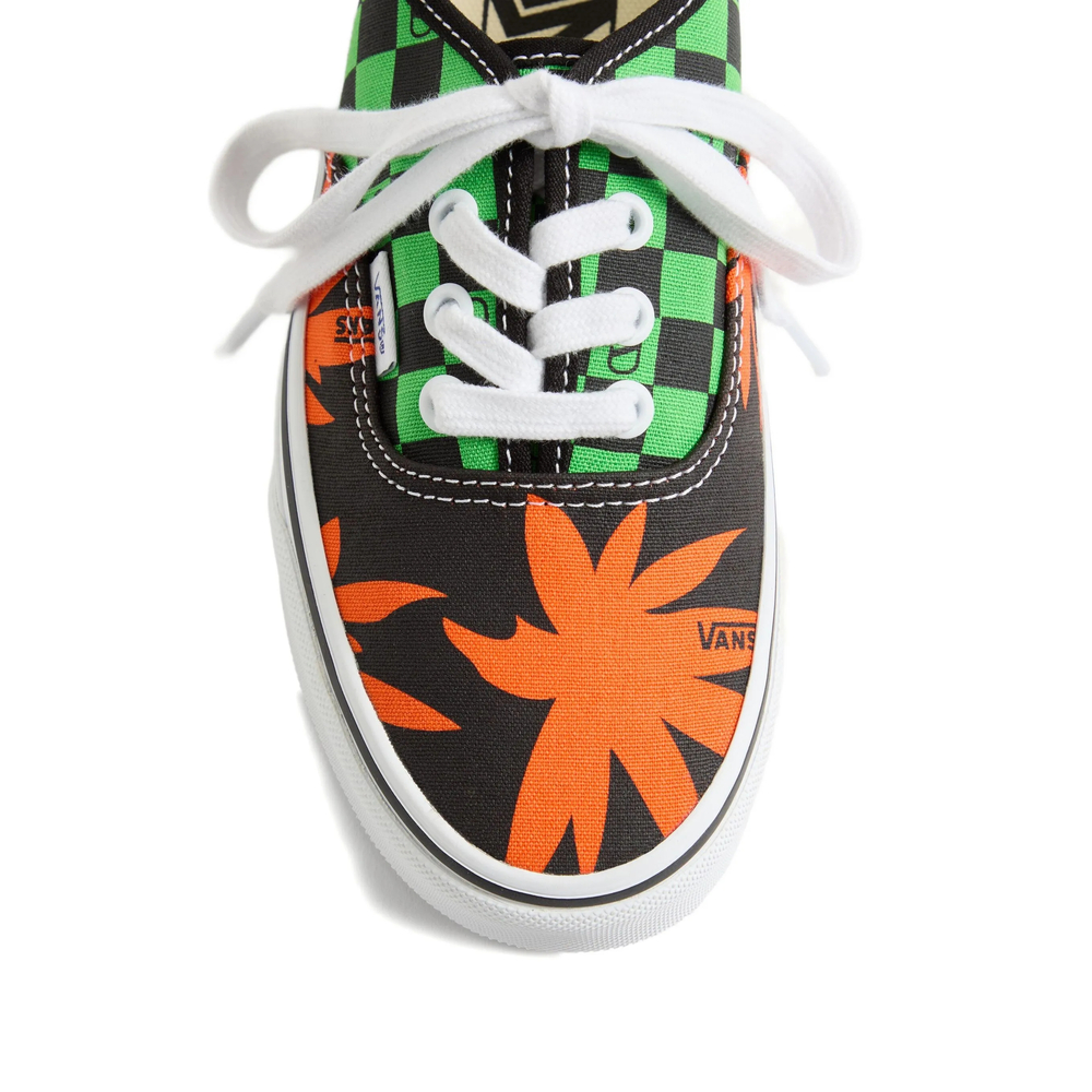 X Vans Low-Top Fabric Trainer With Vlogo Checkerboard Print And Tropical Leaves Print
