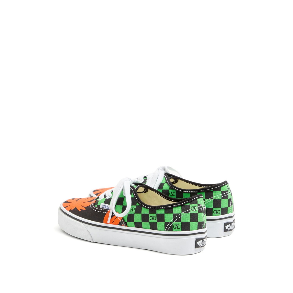 X Vans Low-Top Fabric Trainer With Vlogo Checkerboard Print And Tropical Leaves Print
