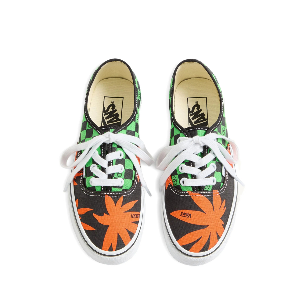 X Vans Low-Top Fabric Trainer With Vlogo Checkerboard Print And Tropical Leaves Print