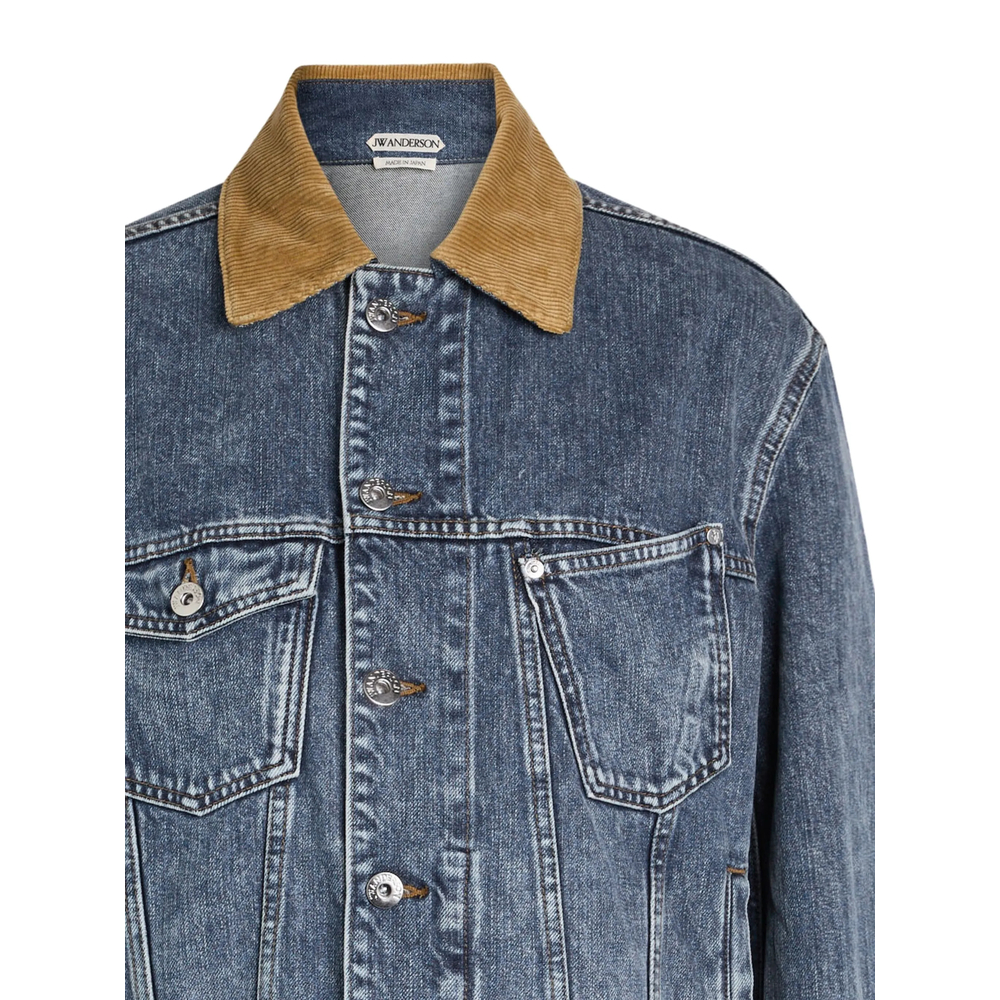 Corduroy-Collar Denim Jacket