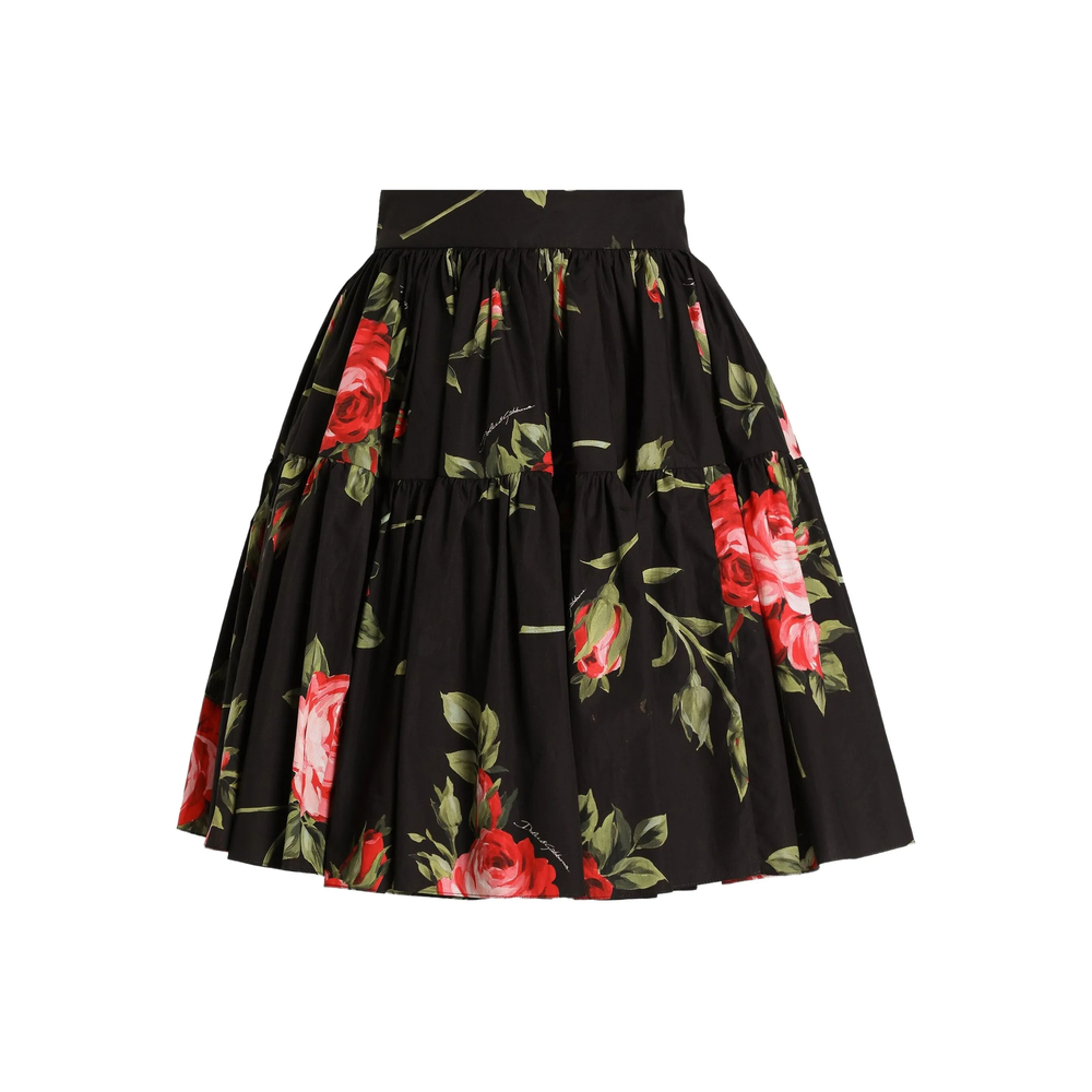 Dolce & Gabbana Tiered Floral Mini Skirt In Multi