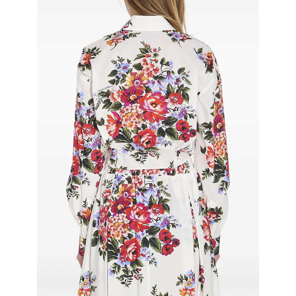Flower Bouquet-Print Cotton Shirt