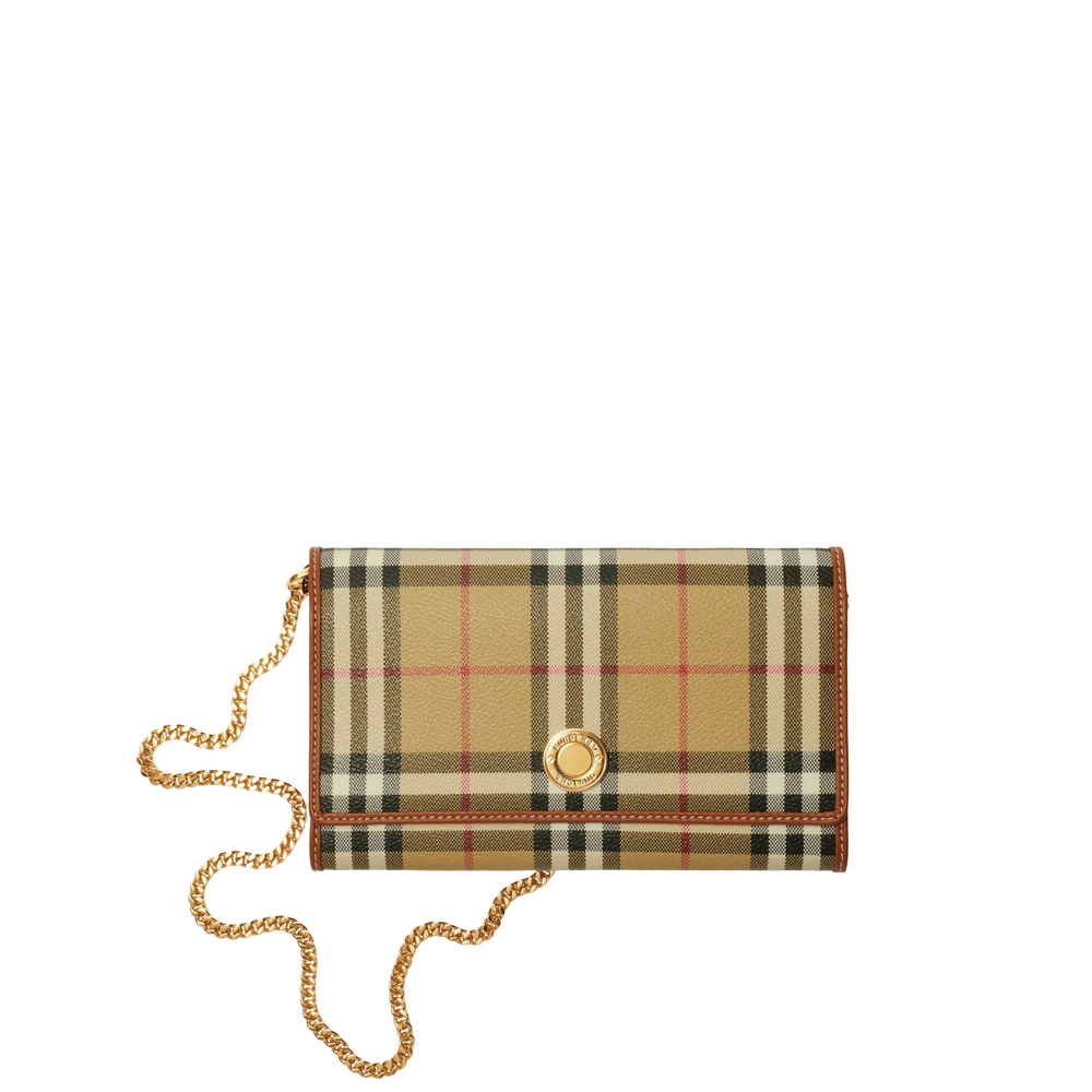 Burberry Check Wallet On Chain In Neutral