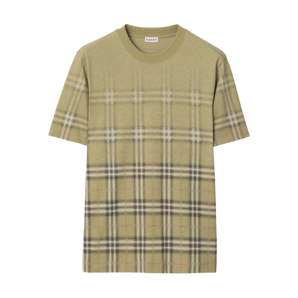 Gradient Check Cotton T-Shirt