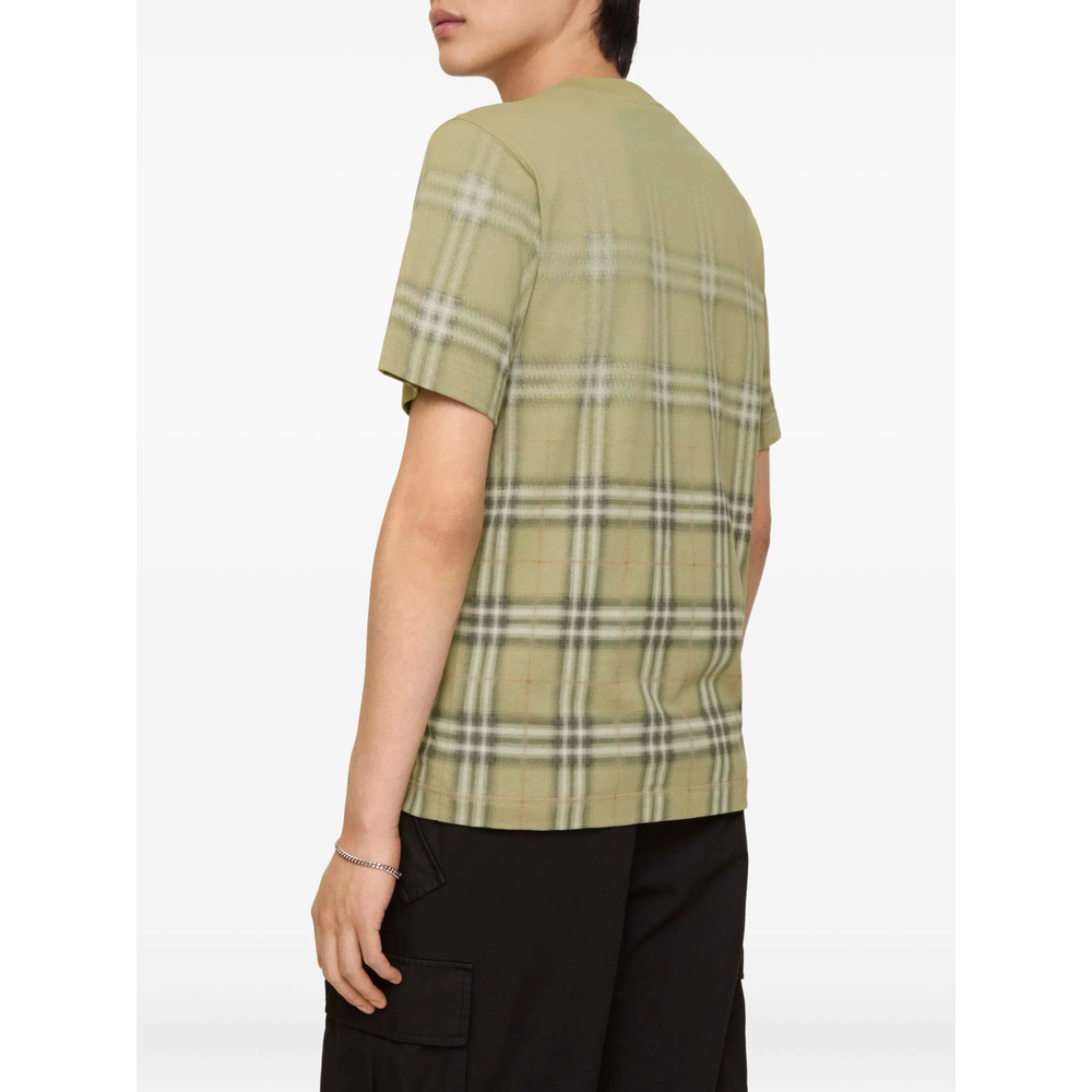 Gradient Check Cotton T-Shirt