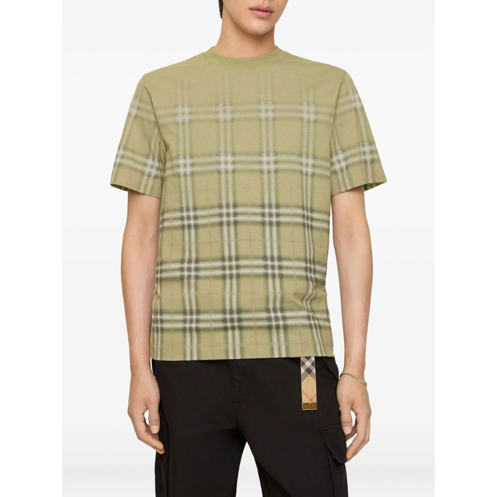 Gradient Check Cotton T-Shirt
