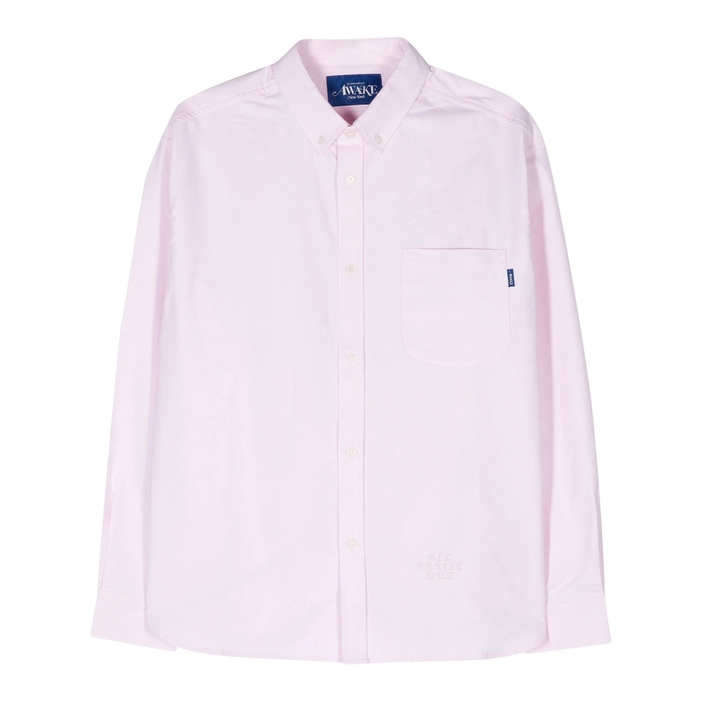 Awake Logo-embroidered Piqué Shirt In Pink