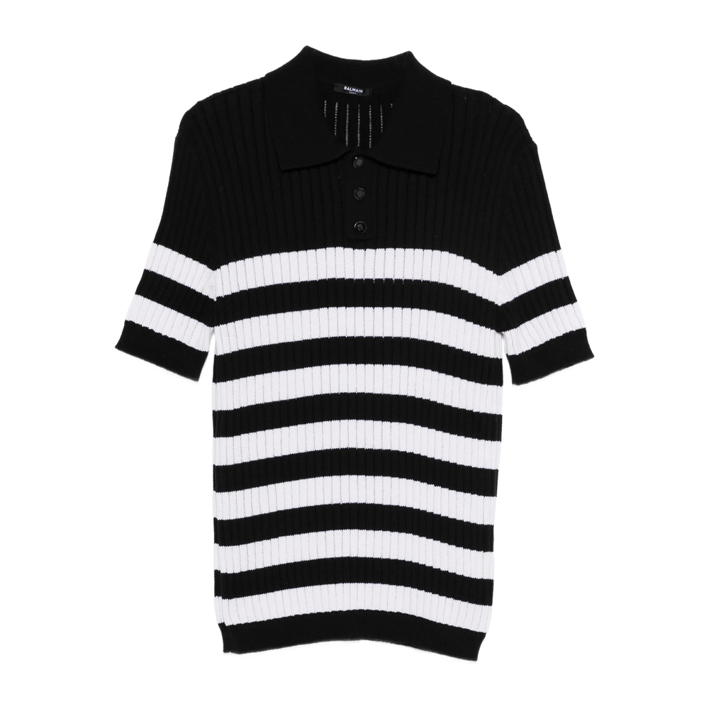 Balmain Striped-pattern Polo Shirt