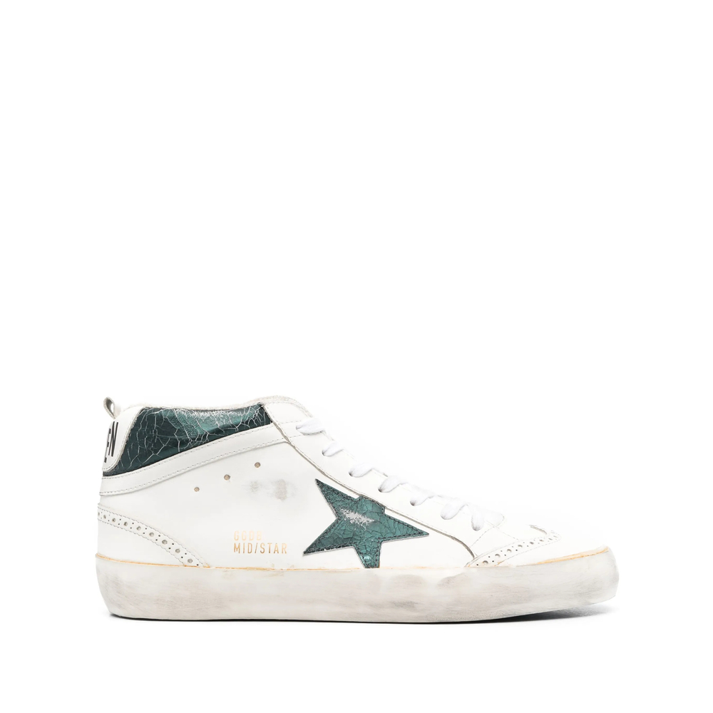 Golden Goose Cracked-effect Mid Star Sneakers