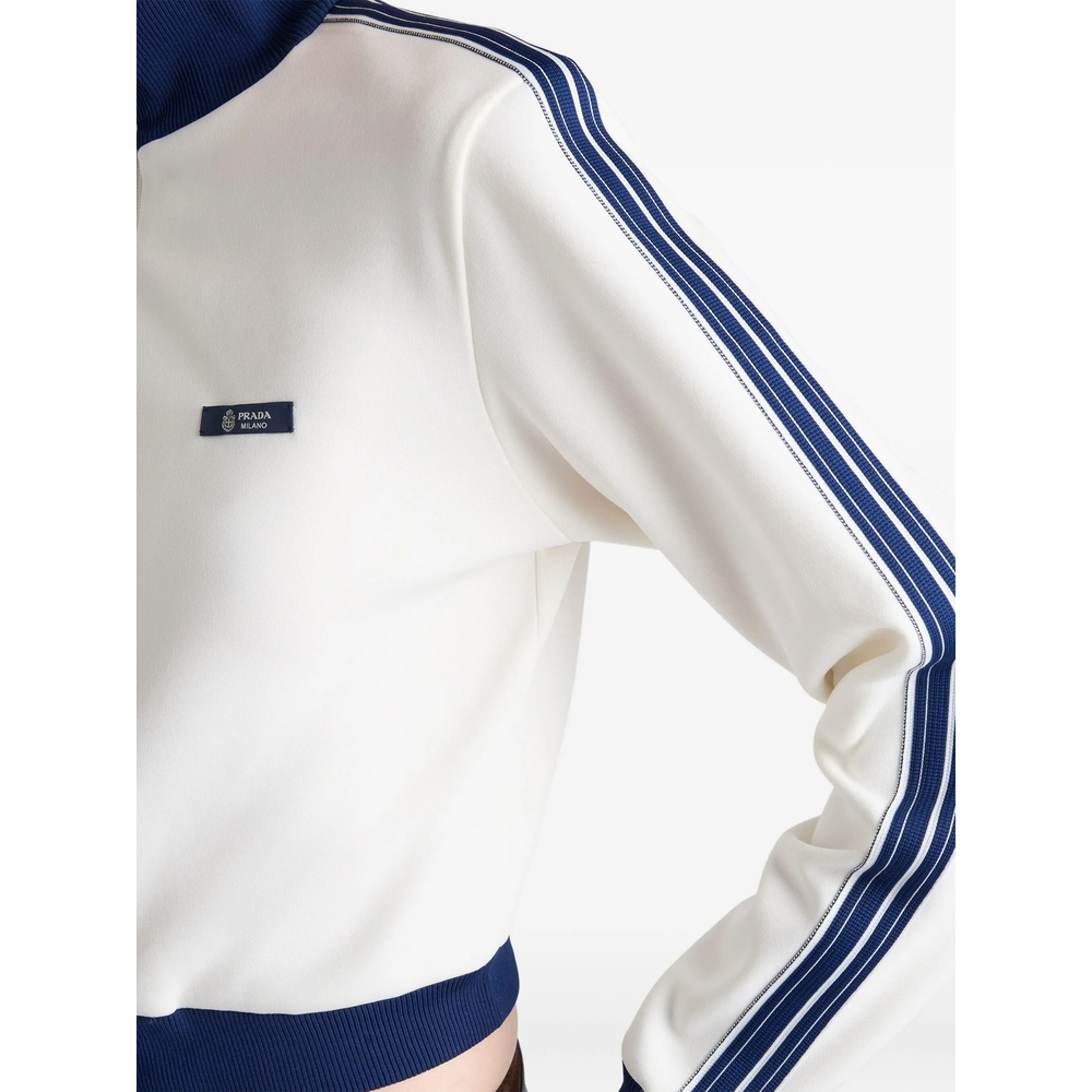 Logo-Detail Leather-Patch Zip-Up Sweatshirt