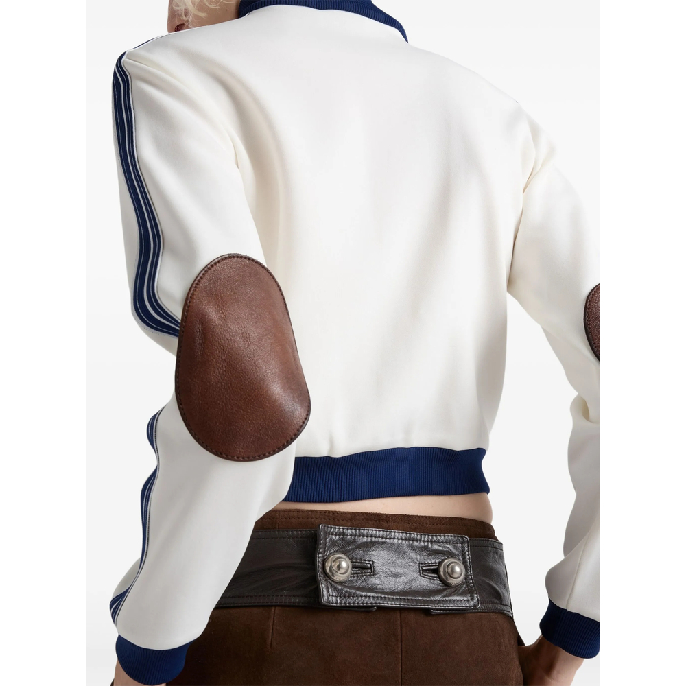 Logo-Detail Leather-Patch Zip-Up Sweatshirt