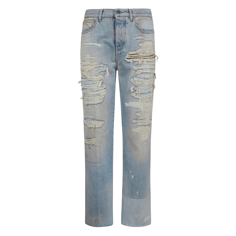 Amiri Camo Repair Boots Cut Jeans