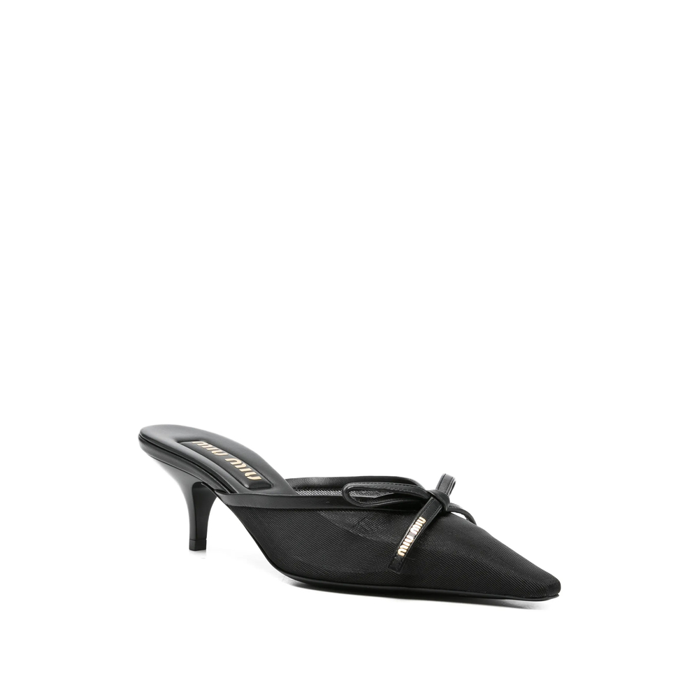 Bow-Detail Pointed-Toe Mules