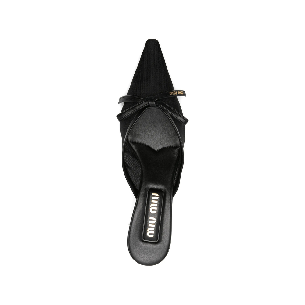 Bow-Detail Pointed-Toe Mules