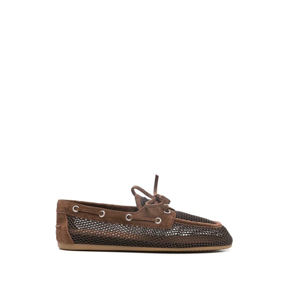 Miu Miu Mesh And Suede Deck Shoes