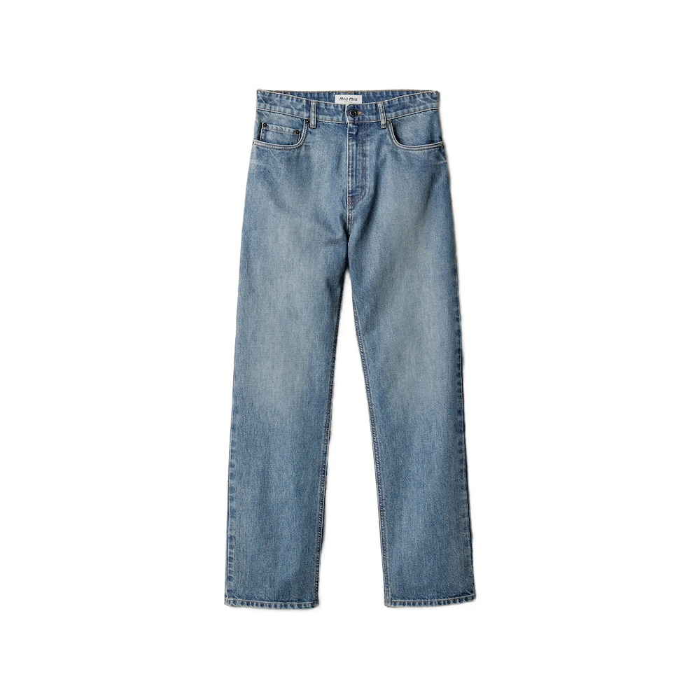 Miu Miu Embroidered-logo Regular Jeans