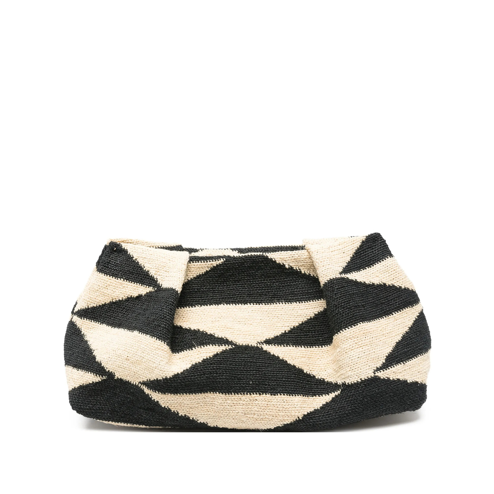 Sensi Studio Small Sisal Geometric Clutch Bag In Black