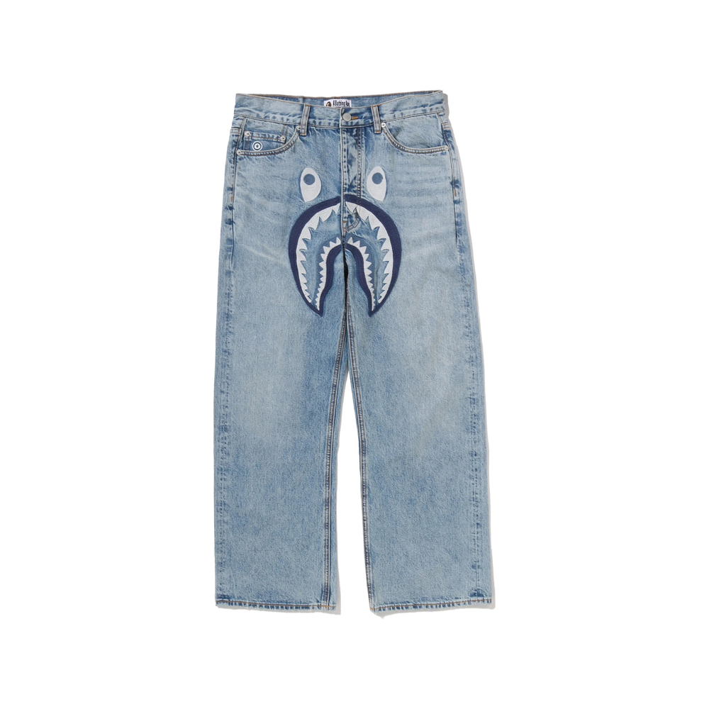 Shark-Motif Straight-Leg Jeans