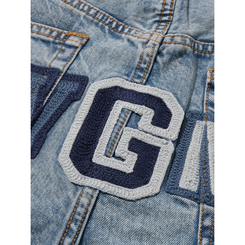 Shark-Motif Straight-Leg Jeans