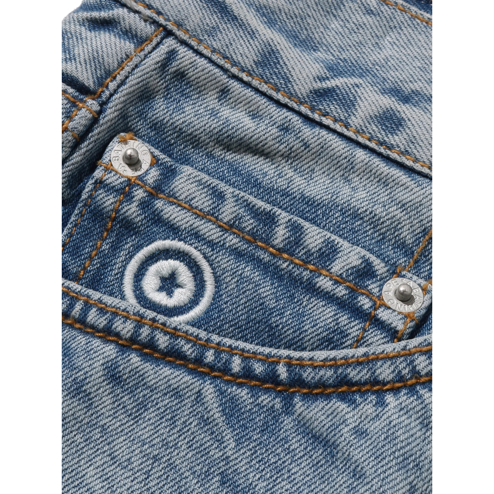 Shark-Motif Straight-Leg Jeans