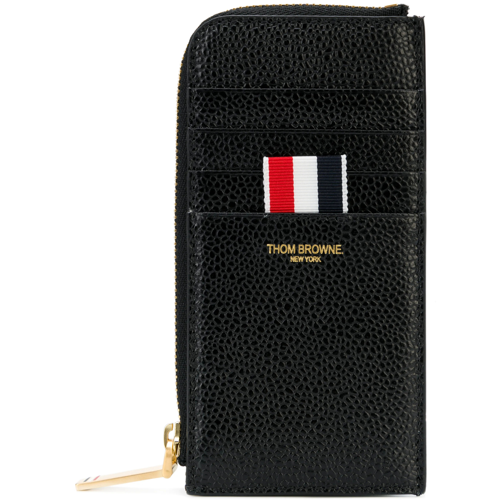 Thom Browne Half-zip Leather Wallet In Black