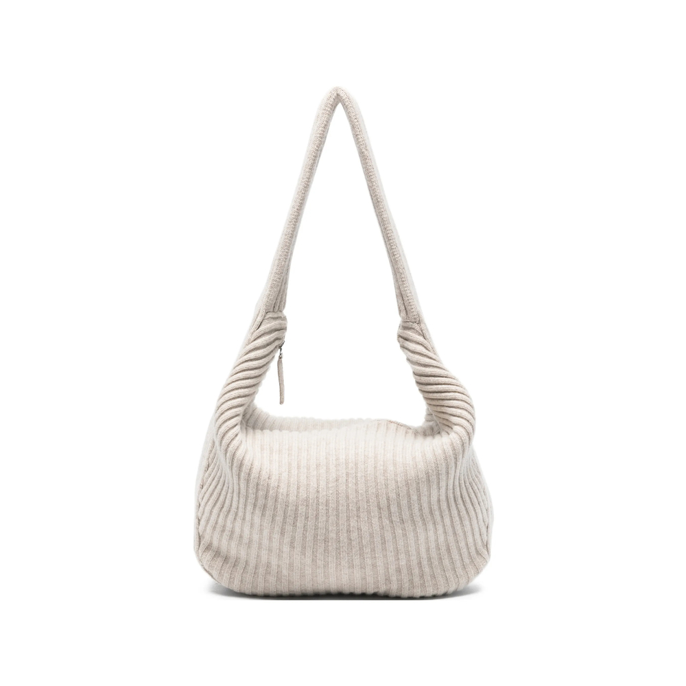 Ribbed Zip Shoulder Bag