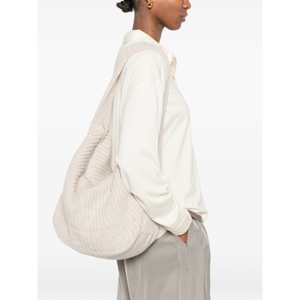 Ribbed Zip Shoulder Bag