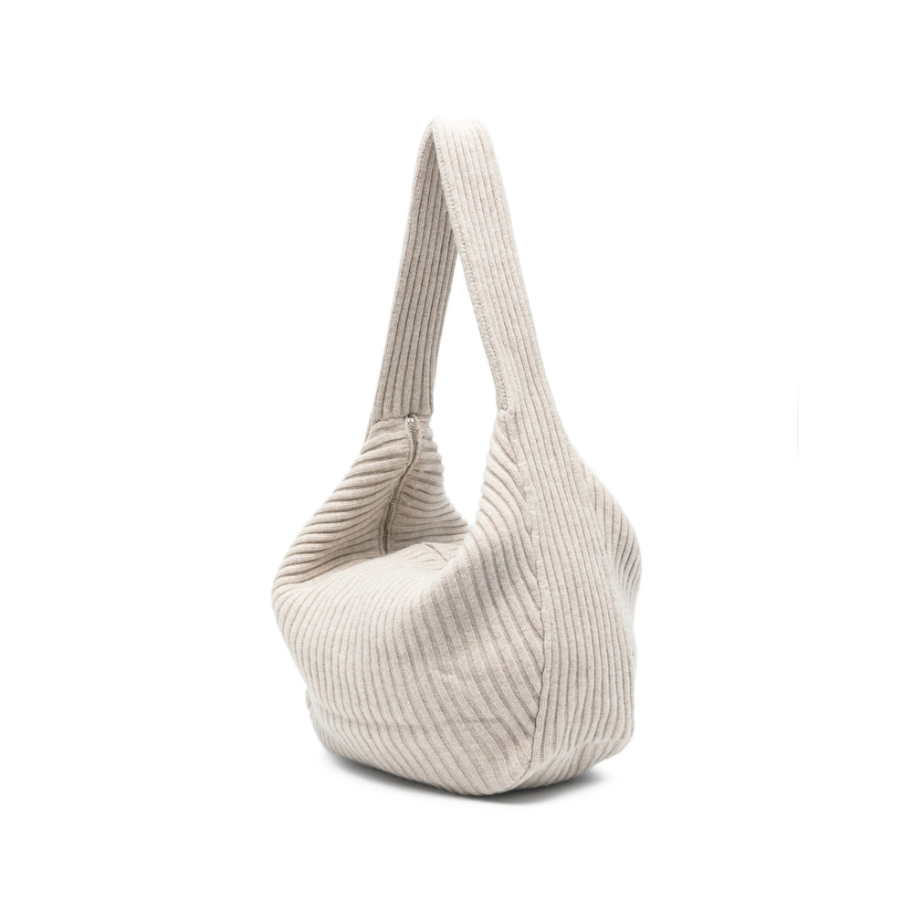 Ribbed Zip Shoulder Bag