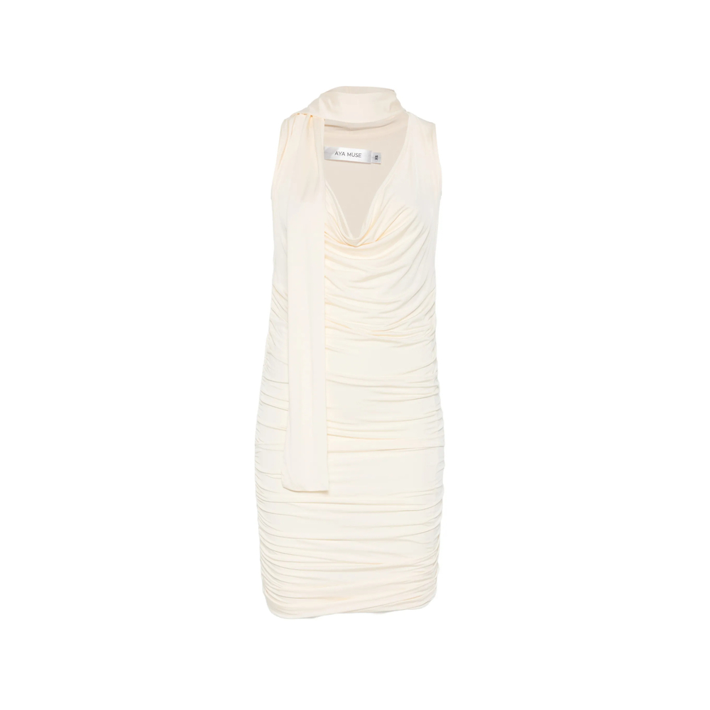 Aya Muse Draped-meckline Midi Dress