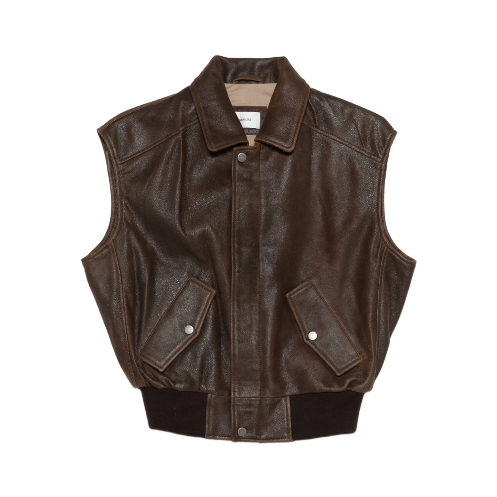 Haikure Val Leather Gilet In Brown