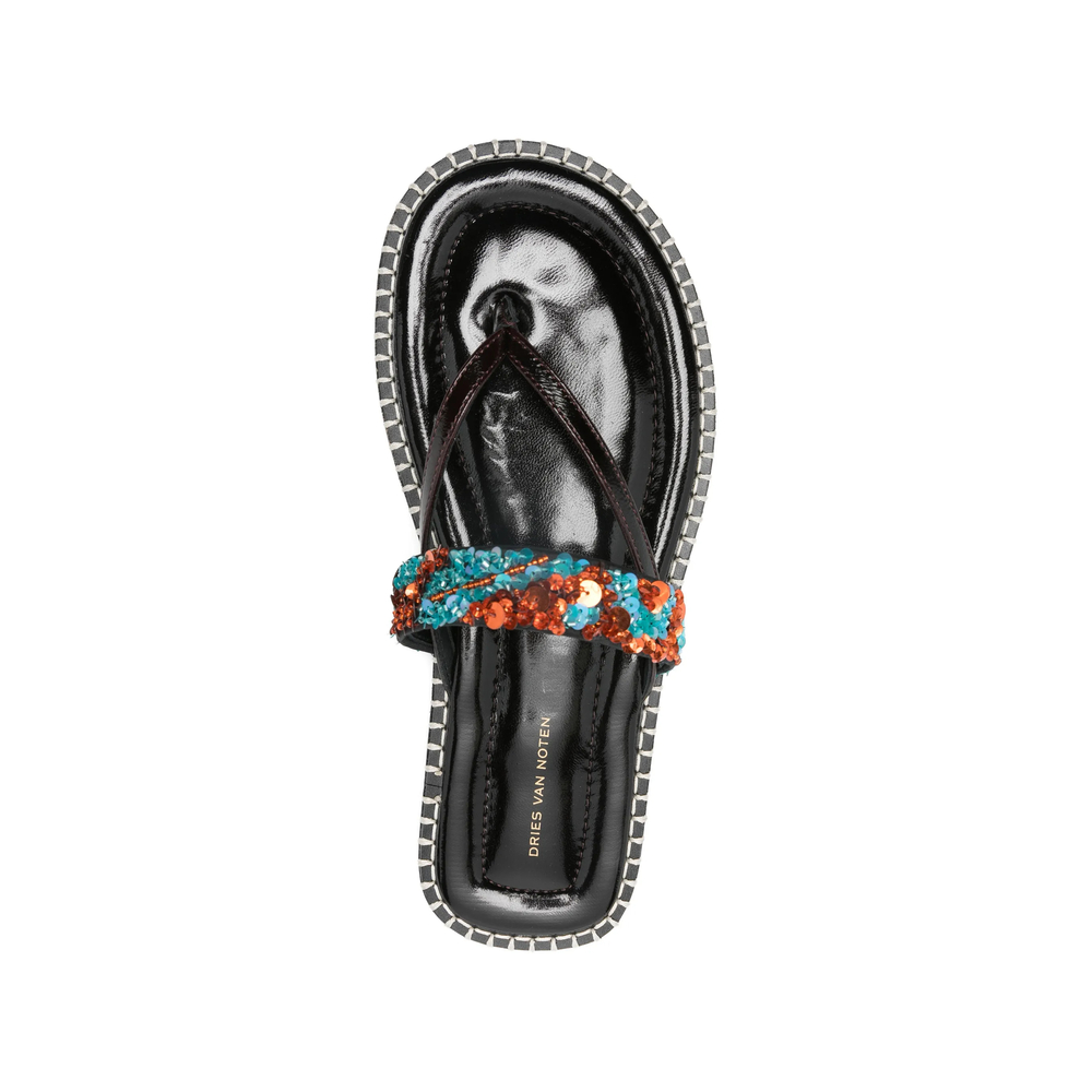 Sequin-Embellishment Sandals