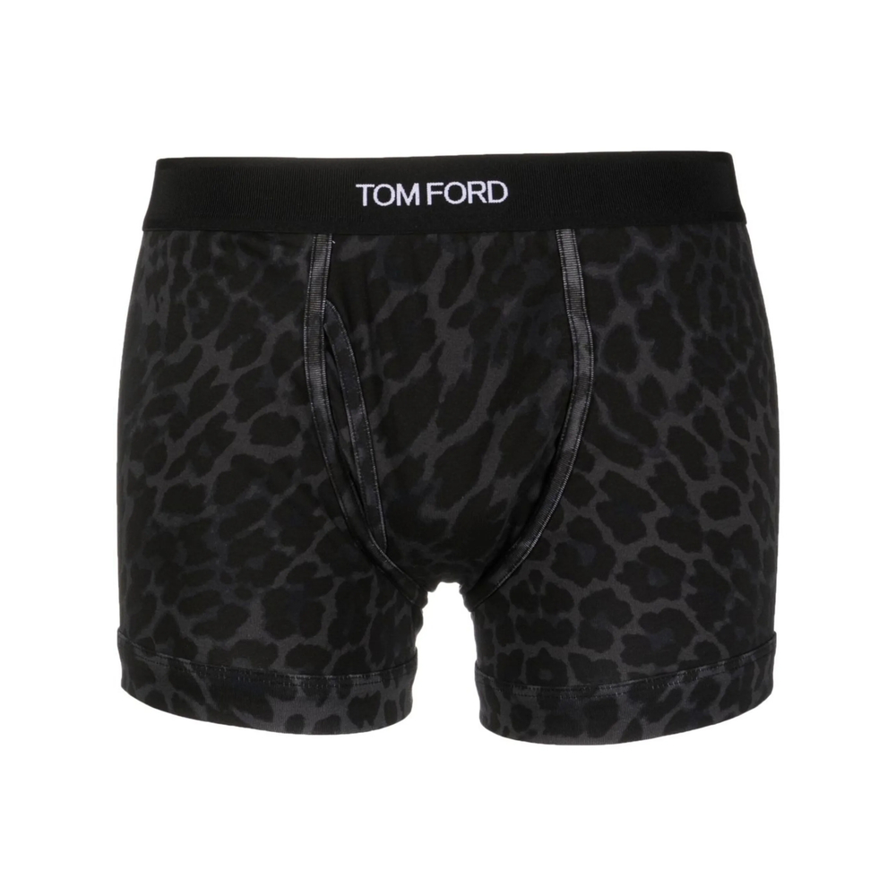 Tom Ford Underwear Logo-waistband Leopard-print Boxers