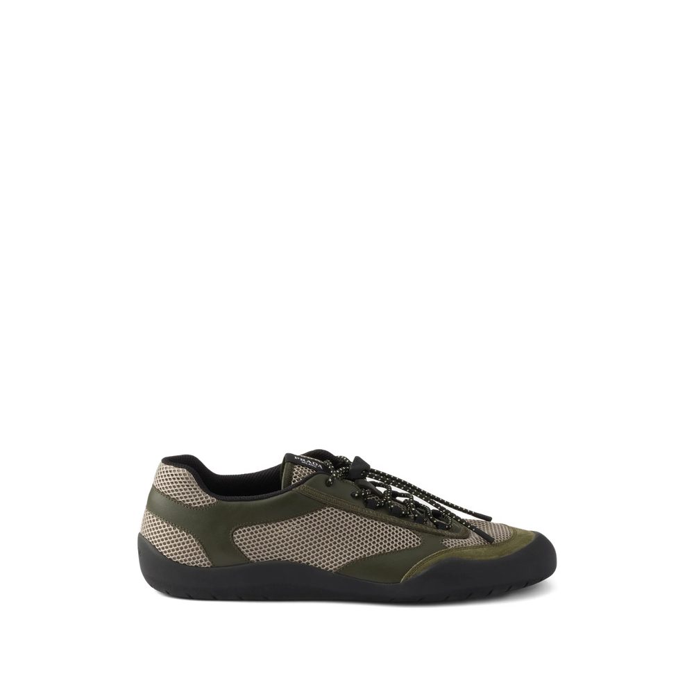 Prada Prada Speedrock Leather And Mesh Fabric Sneakers　プラダ スピードロック レザー & メッシュ ファブリック スニーカー
