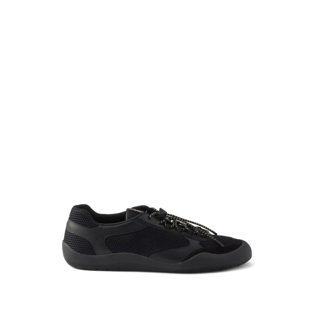 Prada Speedrock Leather And Mesh Fabric Sneakers