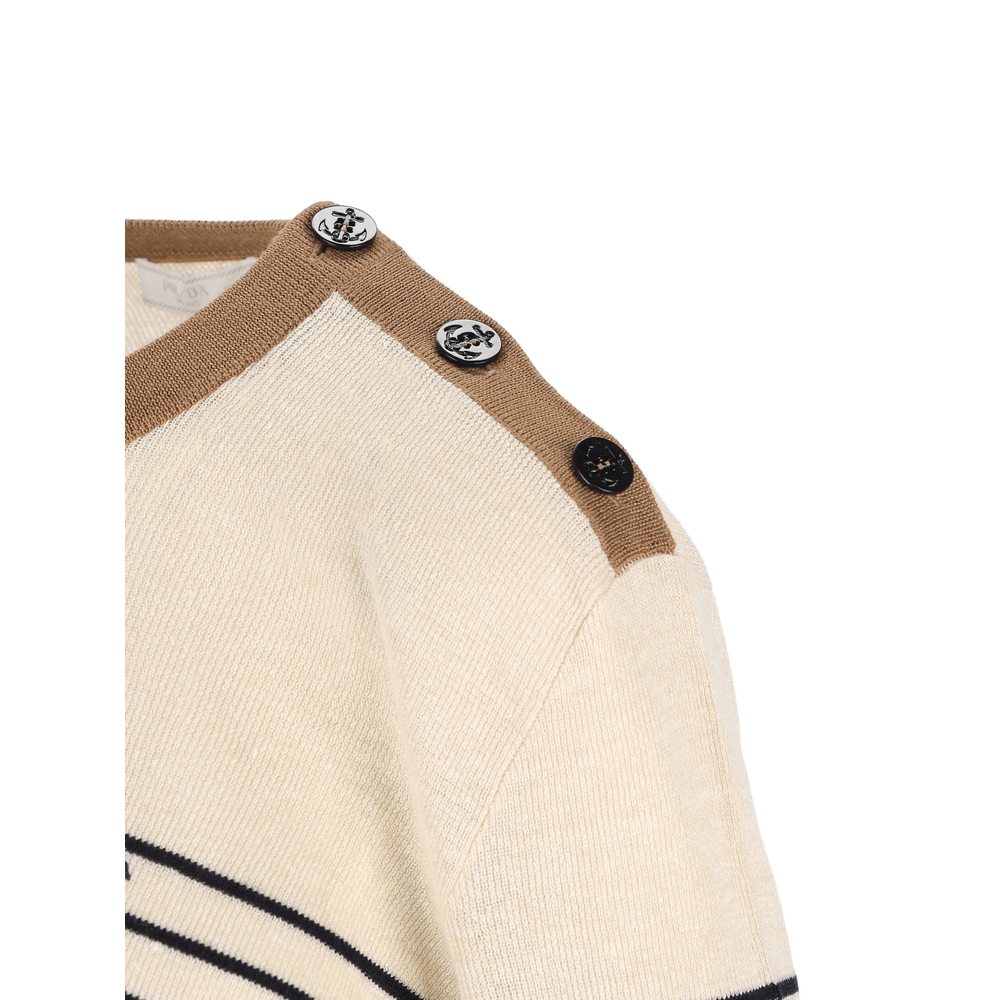 Striped Button-Detail Sweater