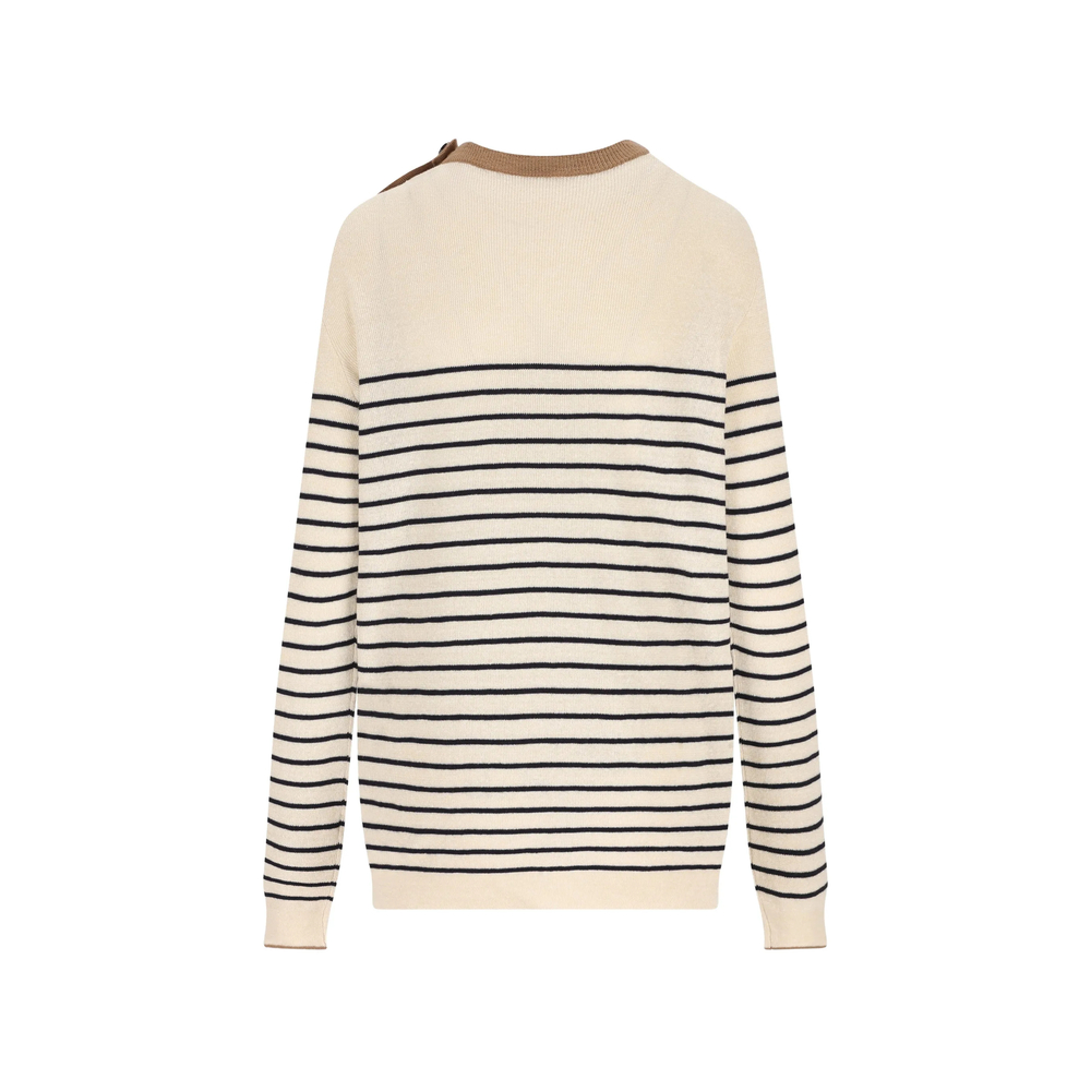 Striped Button-Detail Sweater