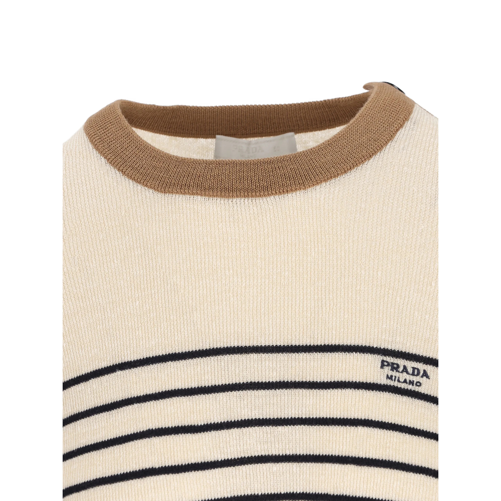 Striped Button-Detail Sweater